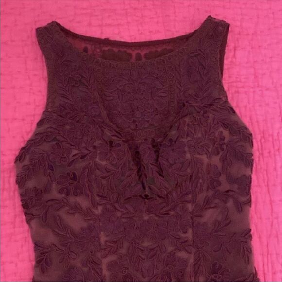 Sue Wong Deep Red Lace Midi Dress, US0 - Picture 5 of 12